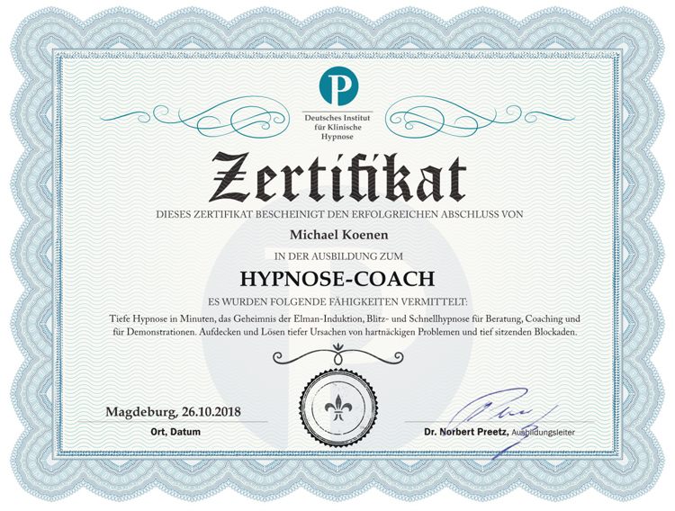 Zertifikat Hypnose-Coach