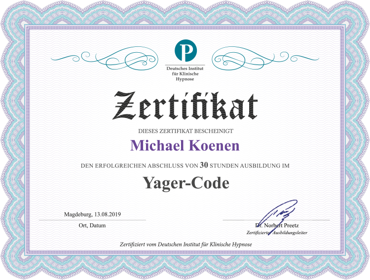 Zertifikat Yager-Code